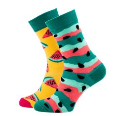 Many Mornings Veselé vzorované ponožky Watermelon Splash zelené veľ. 39-42