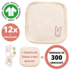 Babybio Sada hygienické žinky z BIO bavlny (12 ks), pracia sieťka a organizér