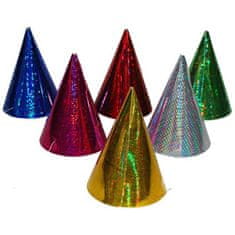 Párty klobúčiky, 6 ks, metalické trblietavé farby