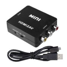 Northix Adaptér HDMI na AV Video Converter – čierny 
