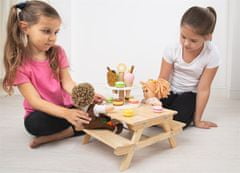 Bigjigs Toys Drevená pikniková lavička pre bábiky