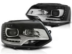 Protec Predné svetlá, s denným svietením VW T5 2010-2015 TRU DRL čierne XENON LOOK