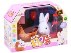 JOKOMISIADA Interaktívny králik v košíku s doplnkami ZA3551 - Biely
