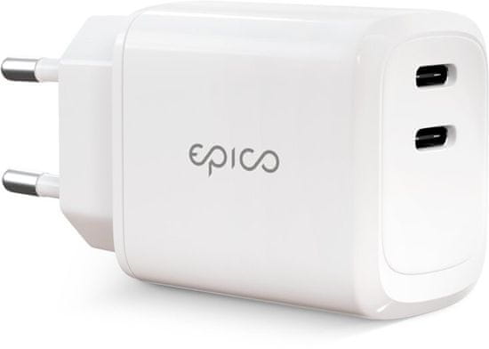 EPICO síťová nabíječka, 2x USB-C, 45W, biela