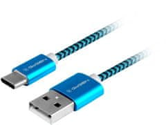 GoGEN kábel USB-A - USB-C, opletený, 1m, modrá