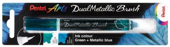 Pentel Dual Metallic Brush štetčekový popisovač - zelený