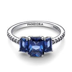 Pandora Trblietavý strieborný prsteň s modrými kryštálmi Timeless 192389C01 (Obvod 56 mm)