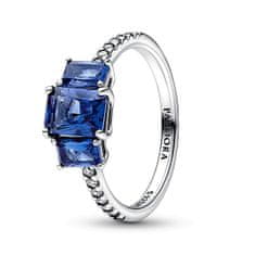 Pandora Trblietavý strieborný prsteň s modrými kryštálmi Timeless 192389C01 (Obvod 52 mm)