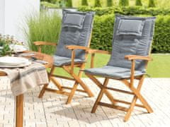 Beliani Sada 2 drevených záhradných stoličiek so sivými vankúšmi MAUI