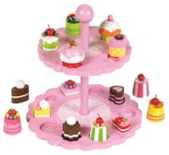 Tidlo Ružový poschodový tanier s tortičky