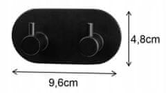 Galicja Samolepiaci nástenný vešiak dvojitý TIMO čierny