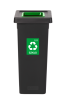 Odpadkový kôš na triedený odpad Fit Bin black 53 l, zelený - sklo