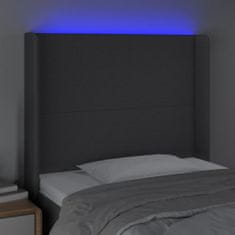 shumee Čelo postele s LED tmavosivé 103x16x118/128 cm látka