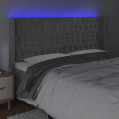 shumee Čelo postele s LED bledosivé 183x16x118/128 cm zamat