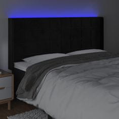 shumee Čelo postele s LED čierne 203x16x118/128 cm zamat
