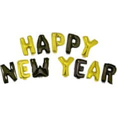 Súprava fóliových balónikov "HAPPY NEW YEAR", farba zlatá, čierna