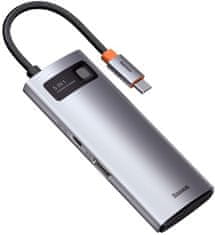 BASEUS multifunkční HUB Metal Gleam saries 5v1 - USB-C PD 100W, 3xUSB 3.0, HDMI, šedá