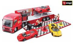 BBurago Auto s prívesom s doplnkami Ferrari Race & Play plast v krabici 1:43