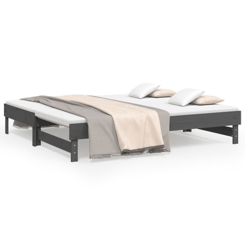 Vidaxl Rozkladacia denná posteľ sivá 2x(75x190) cm borovicový masív