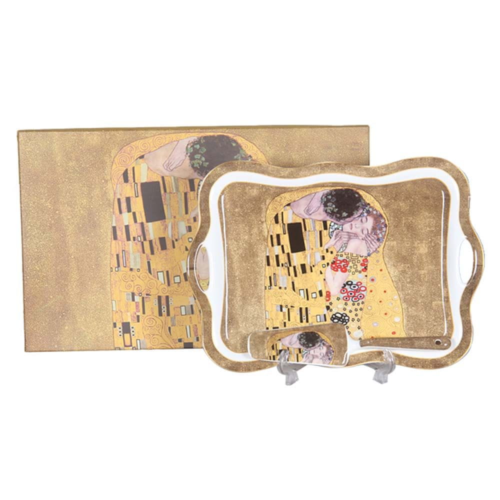 Home Elements HOME ELEMENTS Tortový tanier s náčiním 35 cm, Klimt, Bozk zlatý