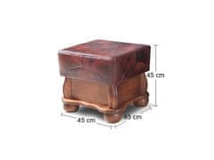 Pyka Kožená taburetka Parys - drevo D3 / hnedá (S42)