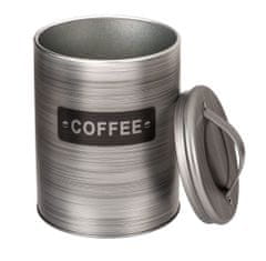 Popron.cz Round Metal Box s striebornou farbou, nádobou na kávu, čajom a cukrom