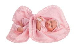Antonio Juan Realistické bábätko s kostřičkou holčička Peke na růžové dečce