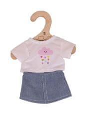 Bigjigs Toys Biele tričko s riflovú sukní pre bábiku 28cm