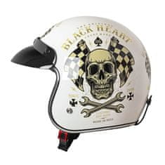 Black Heart Moto prilba Kustom Farba Skull Horn, matne čierna, Veľkosť S (55-56)