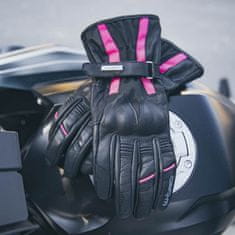 Dámska koža moto rukavice Pocahonta Farba čierno-ružová, Veľkosť XS
