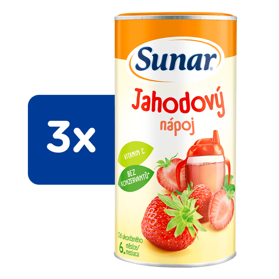 Sunar rozpustný nápoj jahodový 3 x 200 g