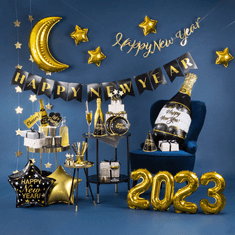 PartyPal Fóliový balón supershape Happy New Year Šampanské 100x49cm