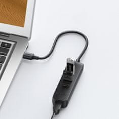 Ugreen CM416 adaptér USB-C - RJ45 / 3x USB, čierny