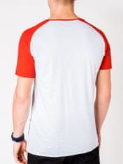 OMBRE Pánske tričko s potlačou S926 bielo-červená XXL
