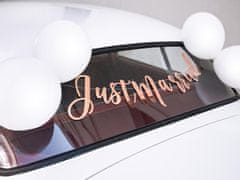 PartyDeco Sada dekorácií na svadobné auto ružovo-zlaté