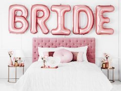PartyDeco Balónovy banner Bride ružovo-zlatý 280cm