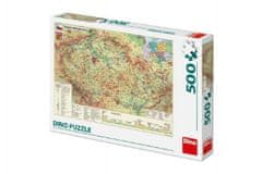 DINO Puzzle Mapa Českej Republiky 47x33cm 500dílků v krabici 33x23x3,5cm Cena za 1ks