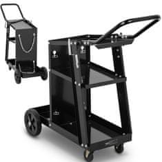 shumee Dielenský zvárací vozík s priestorom na plynovú fľašu, 3 police, rukoväť do 80 kg