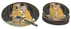 Home Elements  Tortová súprava: tortový tanier, 6 x tanier, tortová lyžica, Klimt, Bozk tmavý