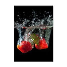 Wallmuralia.sk Vertikálny foto obraz akrylový Jahody pod vodou 50x100 cm 2 prívesky