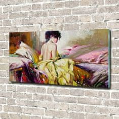 Wallmuralia.sk Fotoobraz sklenený na stenu do obývačky polonahá žena 140x70 cm 2 prívesky