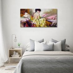 Wallmuralia.sk Fotoobraz sklenený na stenu do obývačky polonahá žena 140x70 cm 2 prívesky