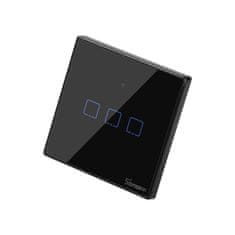Sonoff Čierny trojdotykový wifi vypínač svetla + diaľkové ovládanie T3EU3C-TX
