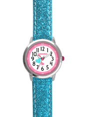 CLOCKODILE Tyrkysové trblietavé dievčenské hodinky HEARTS