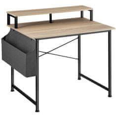 tectake Písací stôl s policou a látkovým úložným boxom - Industrial svetlé drevo, dub Sonoma, 120 cm