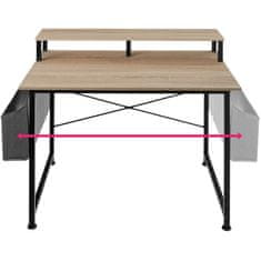 tectake Písací stôl s policou a látkovým úložným boxom - Industrial svetlé drevo, dub Sonoma, 120 cm