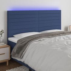 shumee Čelo postele s LED modré 200x5x118/128 cm látka