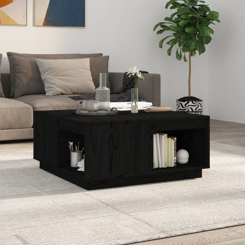 Petromila vidaXL Konferenčný stolík čierny 80x81x36,5 cm borovicový masív