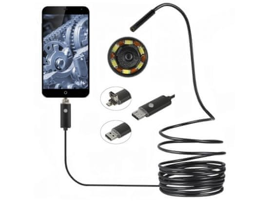 Endoskopická kamera + LED, 5m kábel, Android E-024