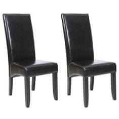 VERVELEY CUBA Sada 2 jedálenských stoličiek, Čierna umelá koža, Moderný štýl, L. 48 x gl. 64 cm